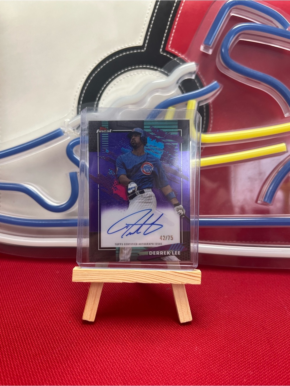 Topps Finest Derrek Lee Autograph FA-DL Purple Refractor #/75